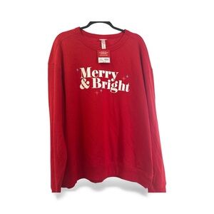 Red 'Merry & Bright' Sweatshirt